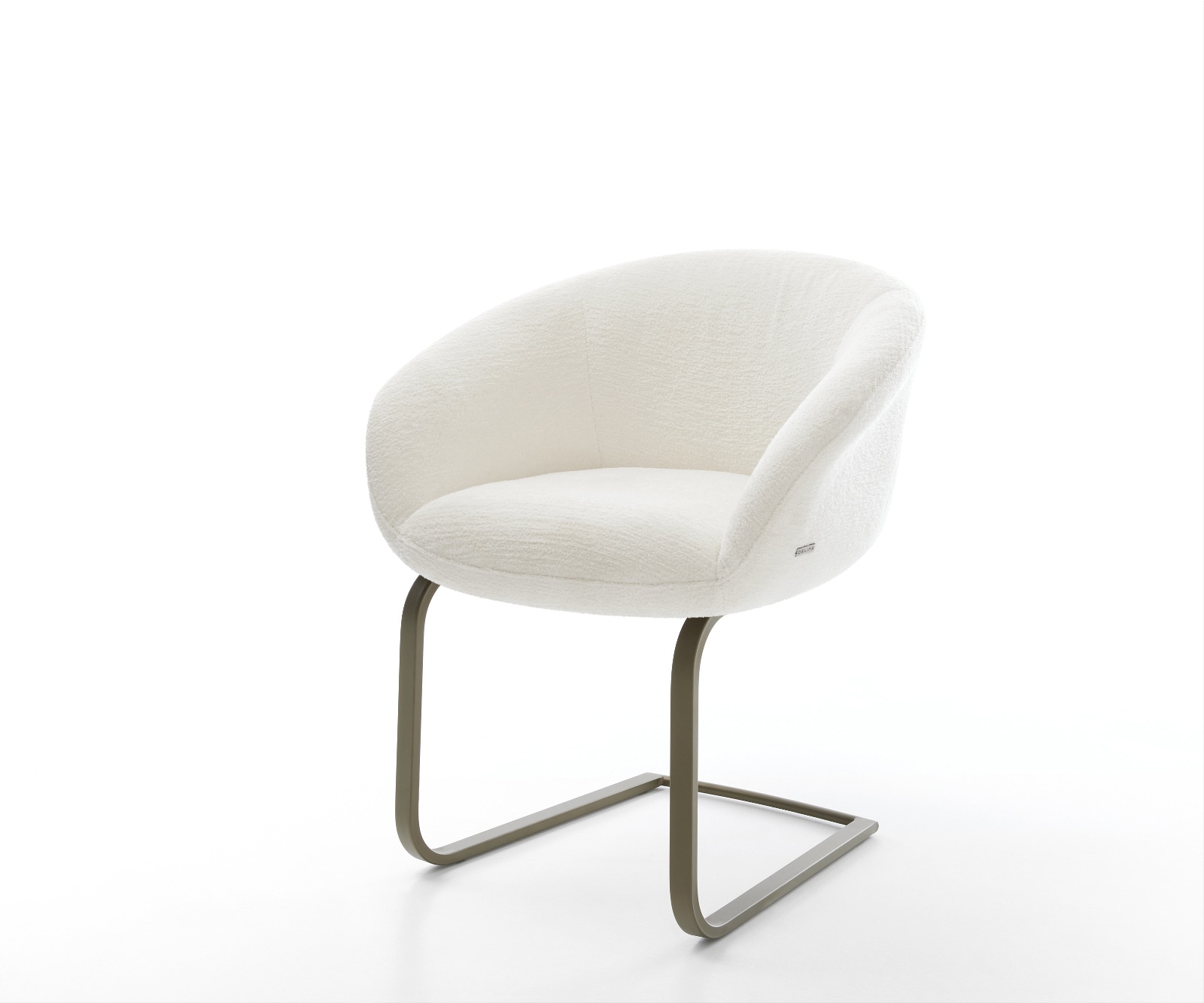 DELIFE Freischwinger Vinka-Flex mit Armlehnen Bouclé Soft Beige Freischwinger flach Effektfinish Titan Taschenfederkern