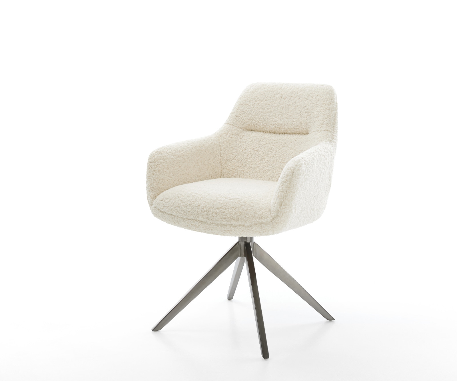 DELIFE Drehstuhl Pejo-Flex Teddystoff Beige Kreuzgestell breit Graphit 360° drehbar Wippfunktion Taschenfederkern