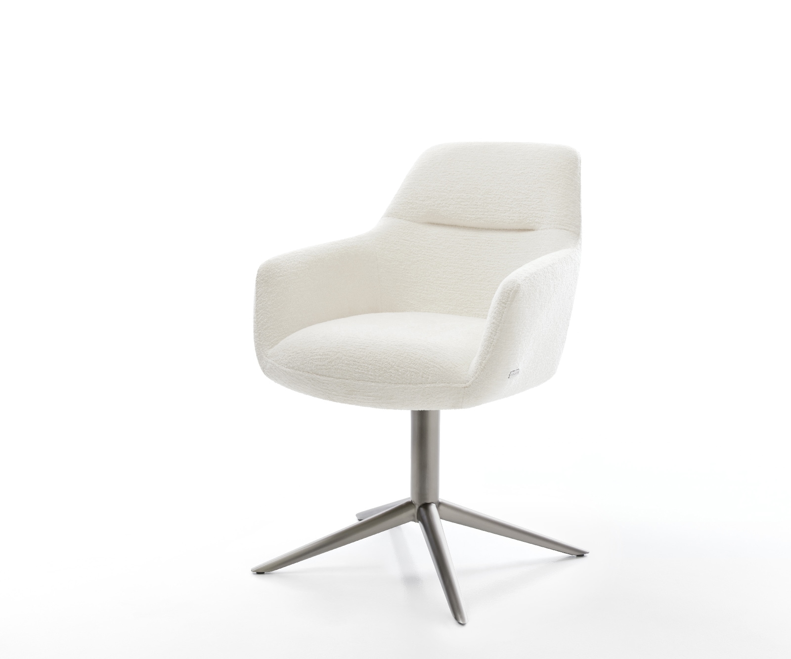 DELIFE Drehstuhl Pejo-Flex Bouclé Soft Beige Fußkreuz Graphit 360° drehbar Wippfunktion Taschenfederkern