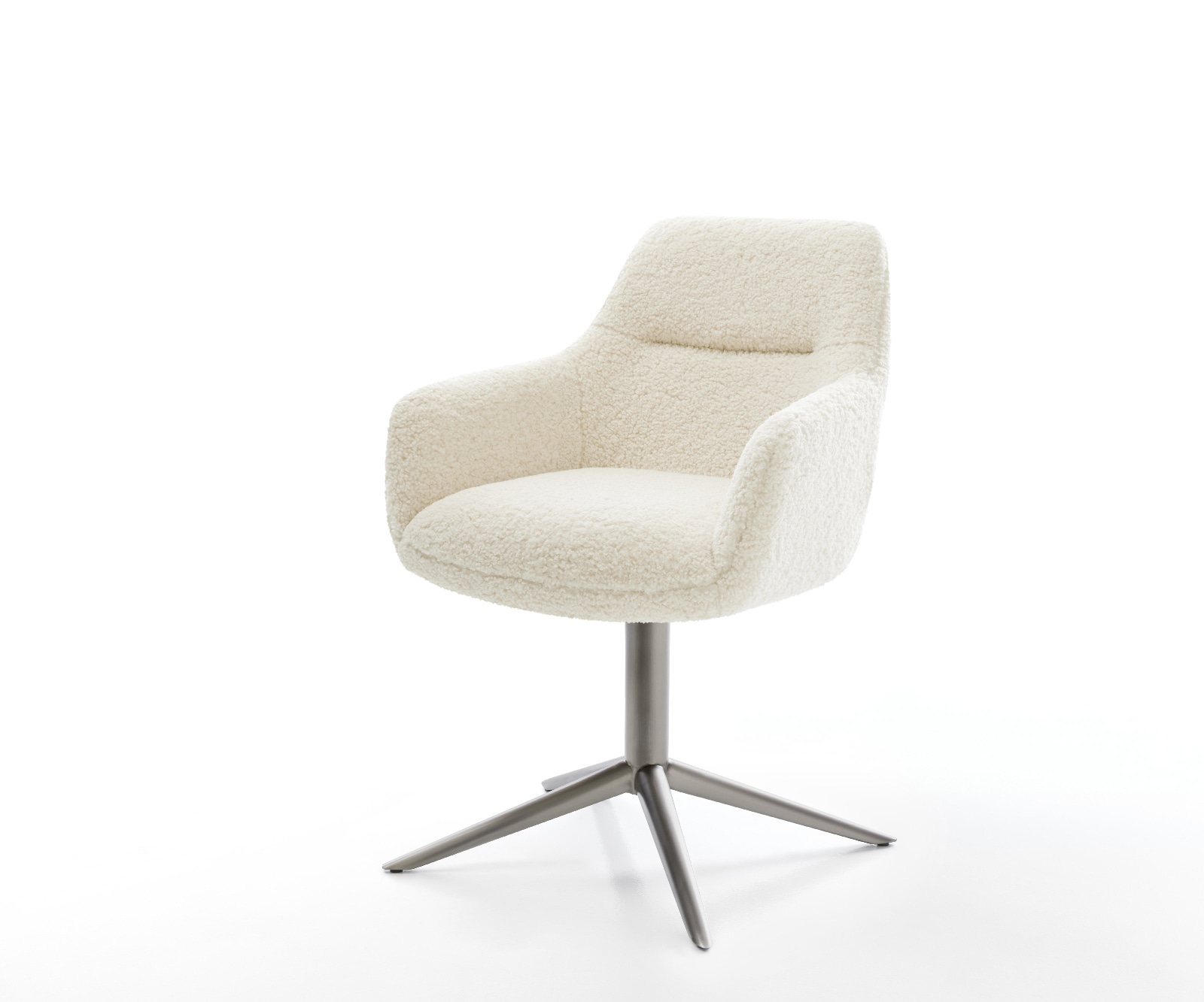 DELIFE Drehstuhl Pejo-Flex Teddystoff Beige Fußkreuz Graphit 360° drehbar Wippfunktion Taschenfederkern