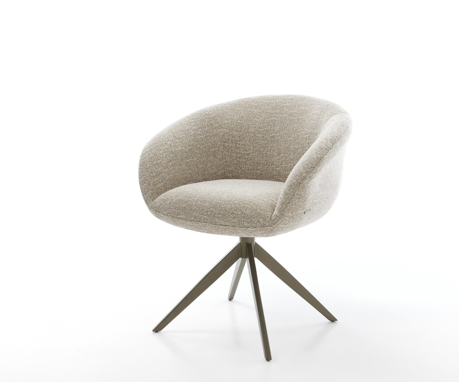 DELIFE Drehstuhl Vinka-Flex mit Armlehnen Webstoff Soft Beige Kreuzgestell breit Effektfinish Titan 360° drehbar Wippfunktion Taschenfederkern