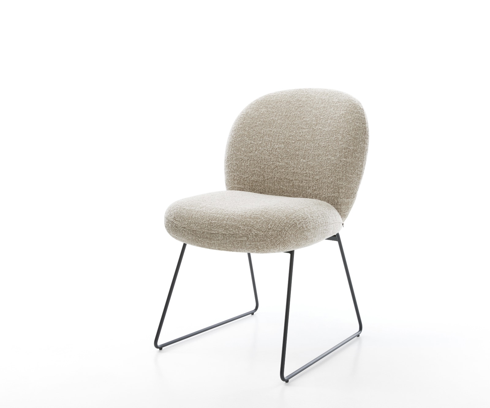 DELIFE Esszimmerstuhl Nube-Flex Webstoff Soft Beige Kufengestell Schwarz Taschenfederkern