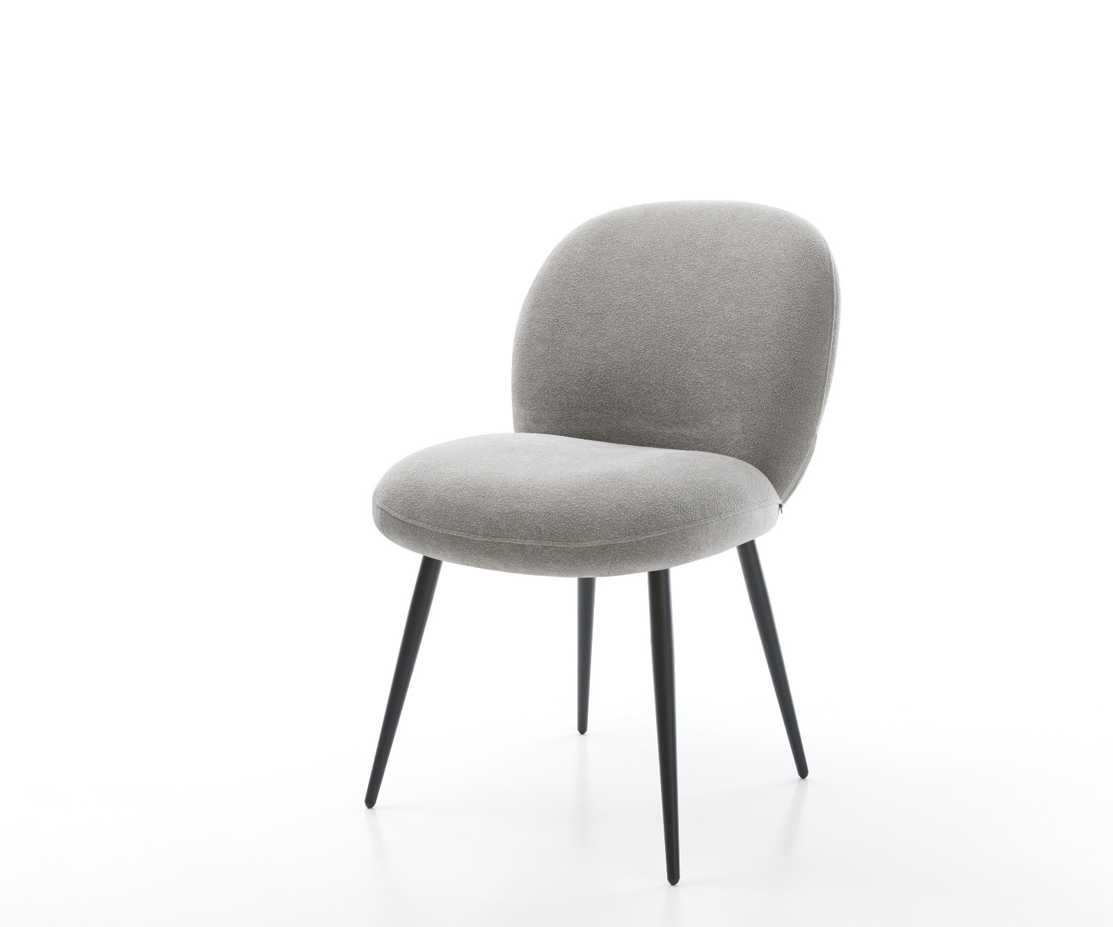 DELIFE Esszimmerstuhl Nube-Flex Strukturstoff Soft Grau 4-Fuß konisch Schwarz Taschenfederkern