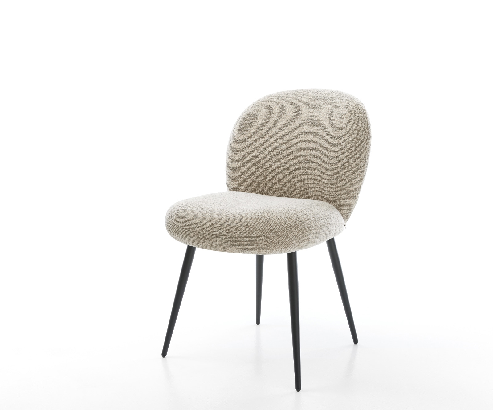 DELIFE Esszimmerstuhl Nube-Flex Webstoff Soft Beige 4-Fuß konisch Schwarz Taschenfederkern
