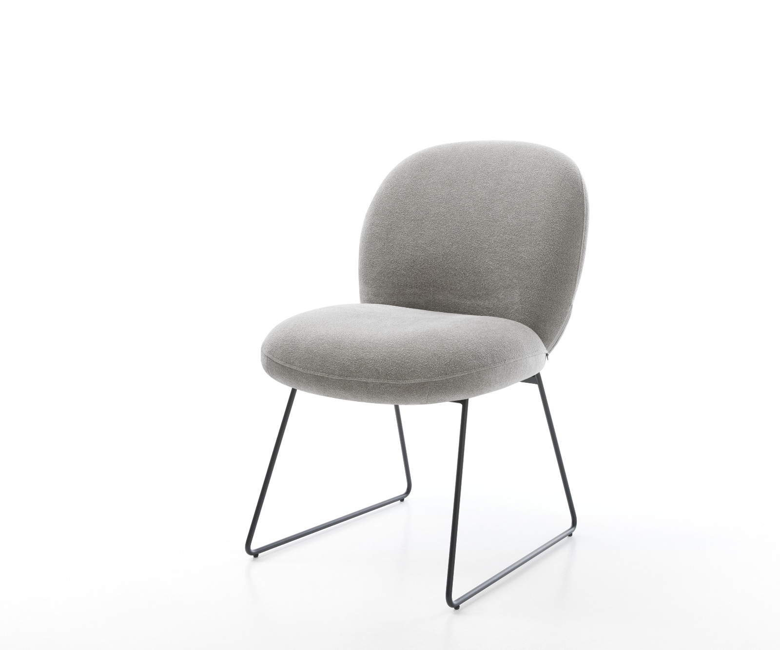 DELIFE Esszimmerstuhl Nube-Flex Strukturstoff Soft Grau Kufengestell Schwarz Taschenfederkern