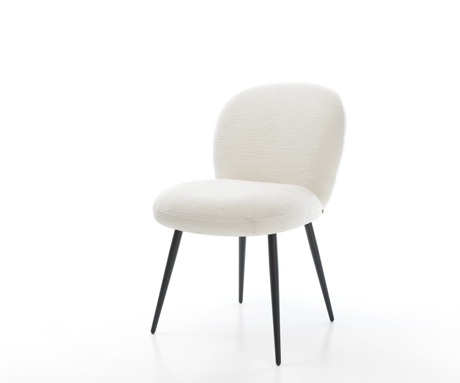 DELIFE Esszimmerstuhl Nube-Flex Bouclé Soft Beige 4-Fuß konisch Schwarz Taschenfederkern