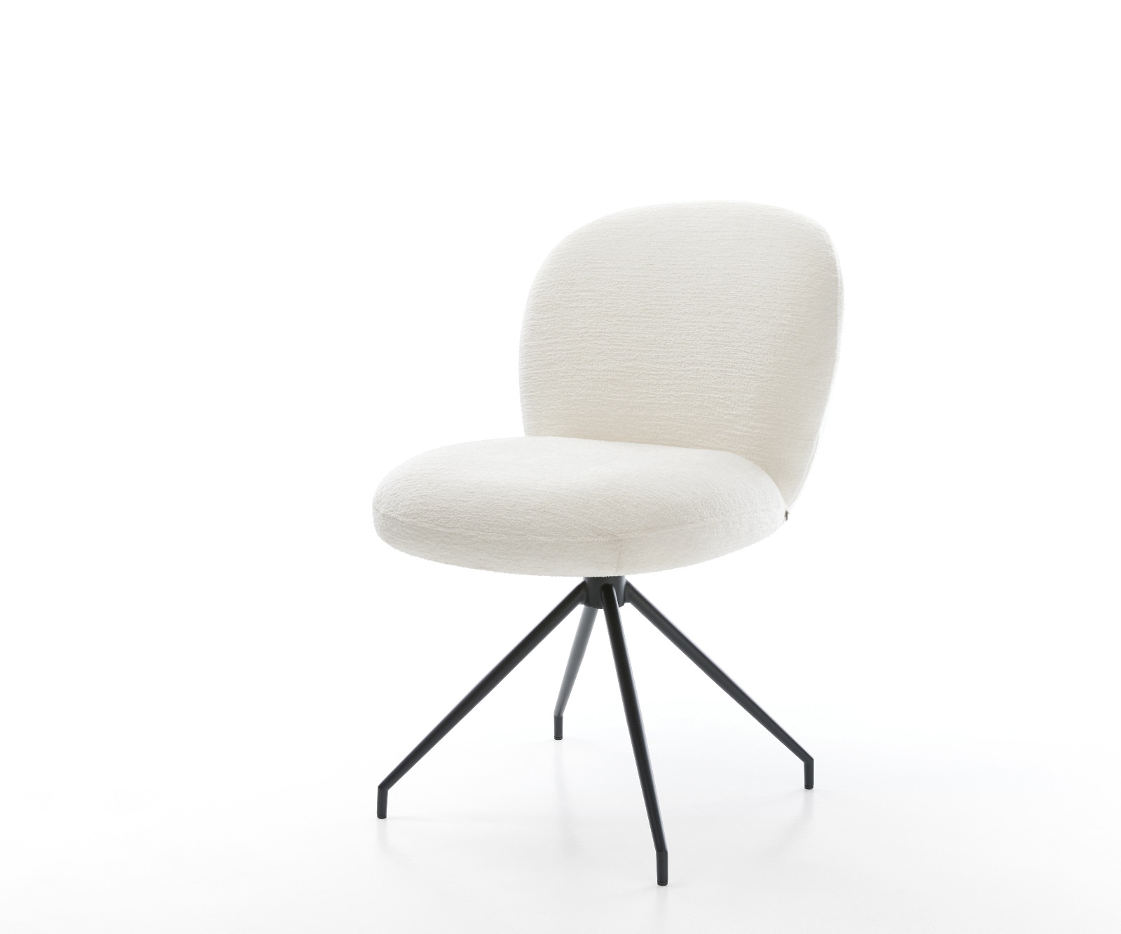 DELIFE Esszimmerstuhl Nube-Flex Bouclé Soft Beige Kreuzgestell konisch Schwarz Taschenfederkern
