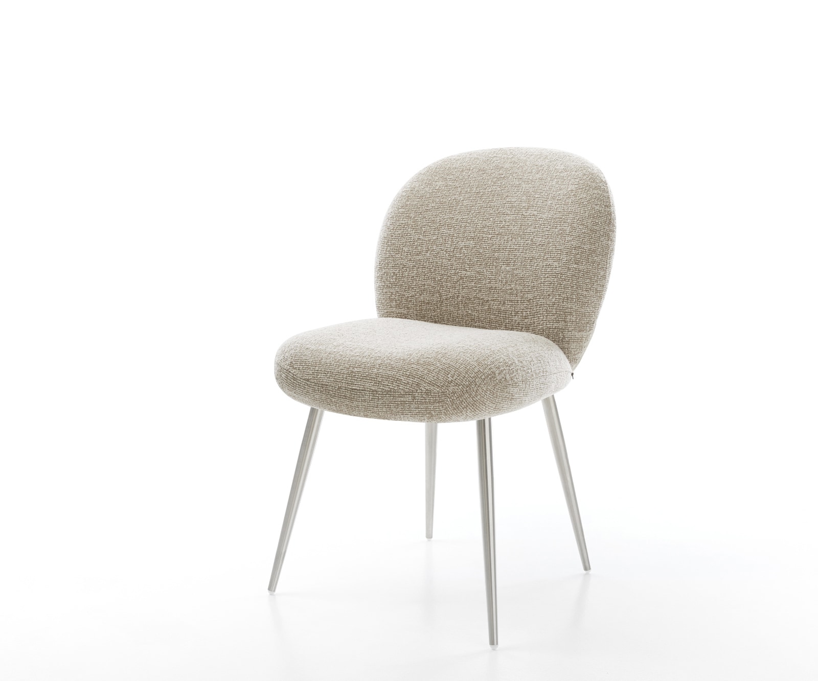 DELIFE Esszimmerstuhl Nube-Flex Webstoff Soft Beige 4-Fuß konisch Edelstahl Taschenfederkern