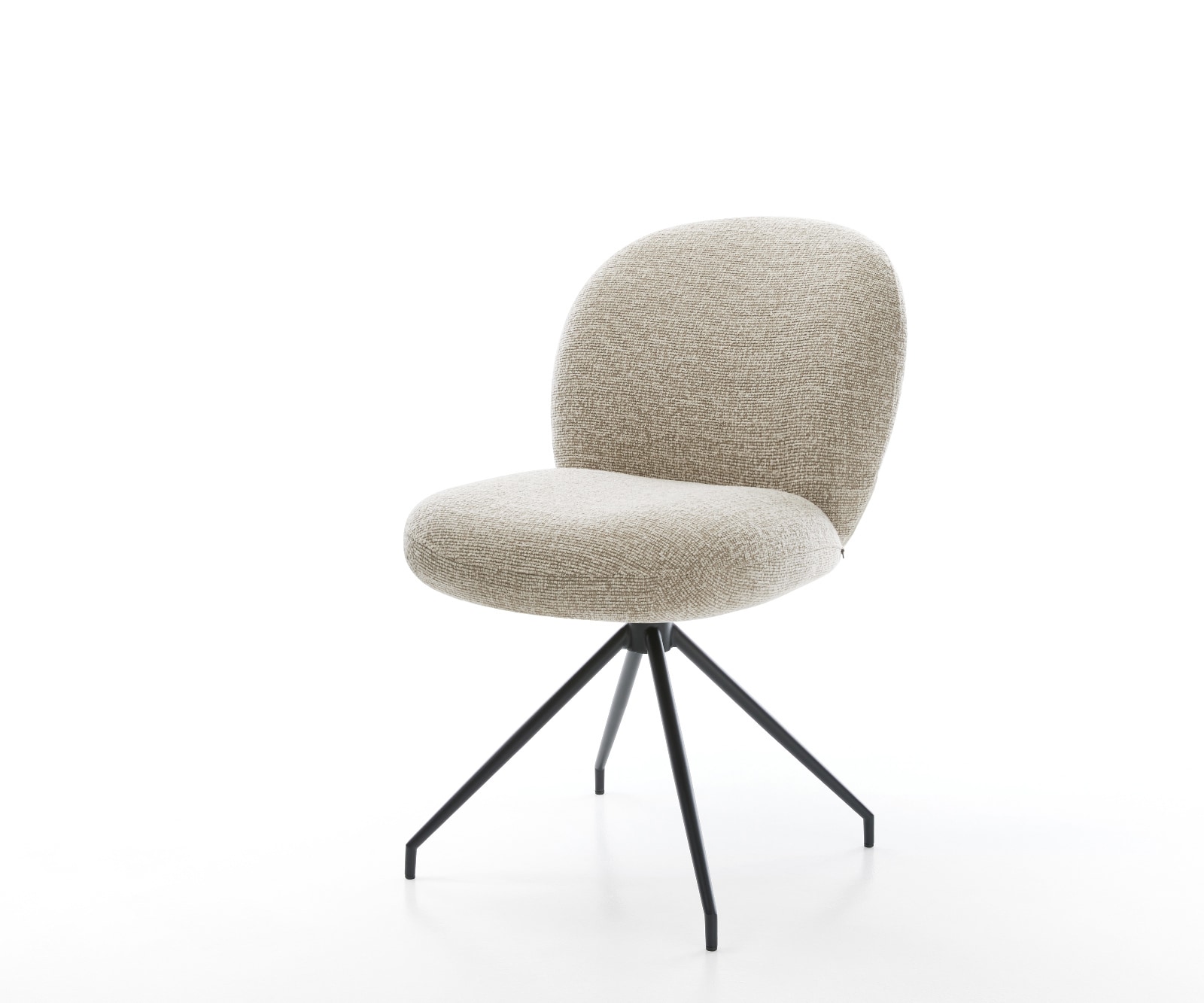 DELIFE Esszimmerstuhl Nube-Flex Webstoff Soft Beige Kreuzgestell konisch Schwarz Taschenfederkern