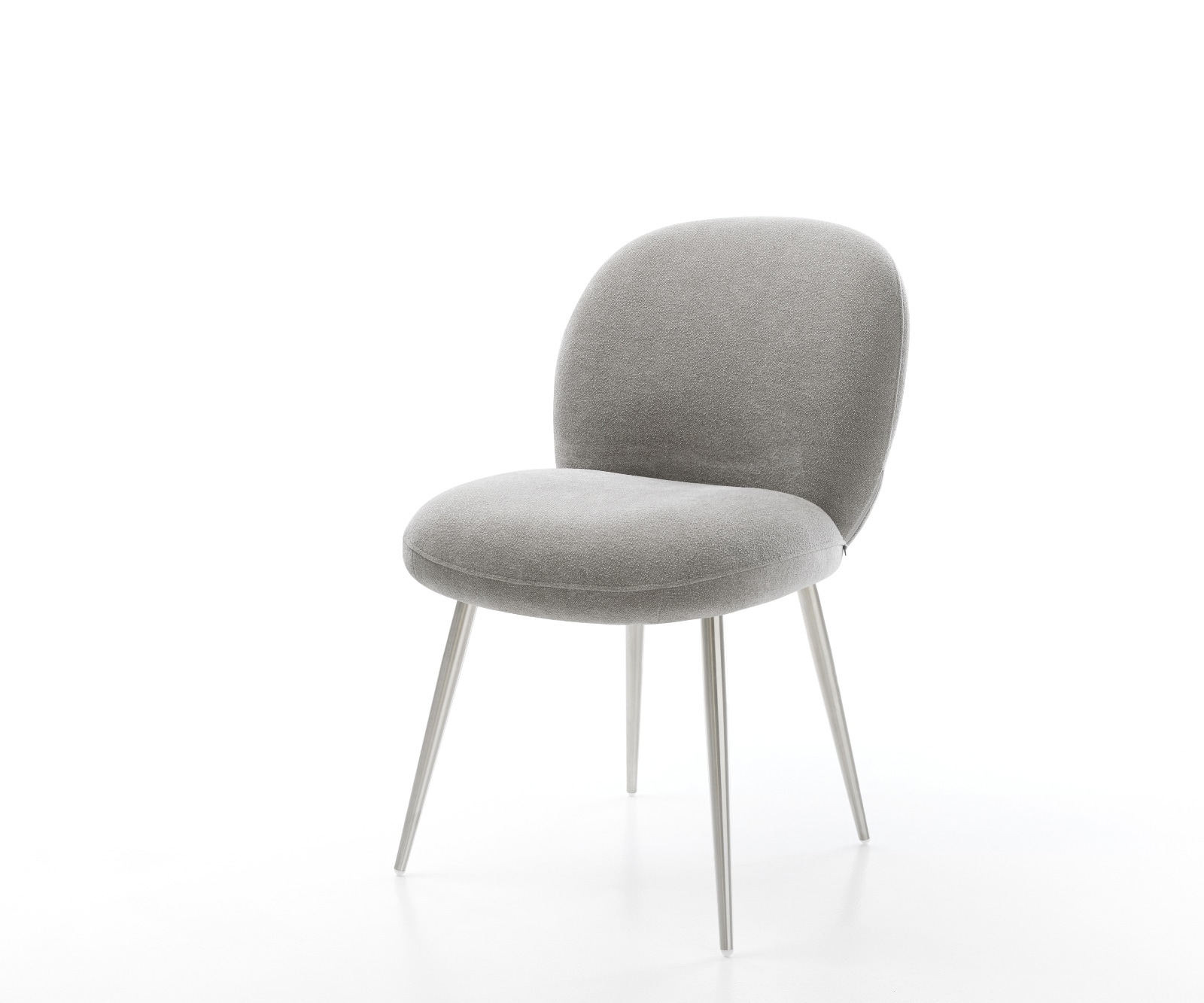 DELIFE Esszimmerstuhl Nube-Flex Strukturstoff Soft Grau 4-Fuß konisch Edelstahl Taschenfederkern