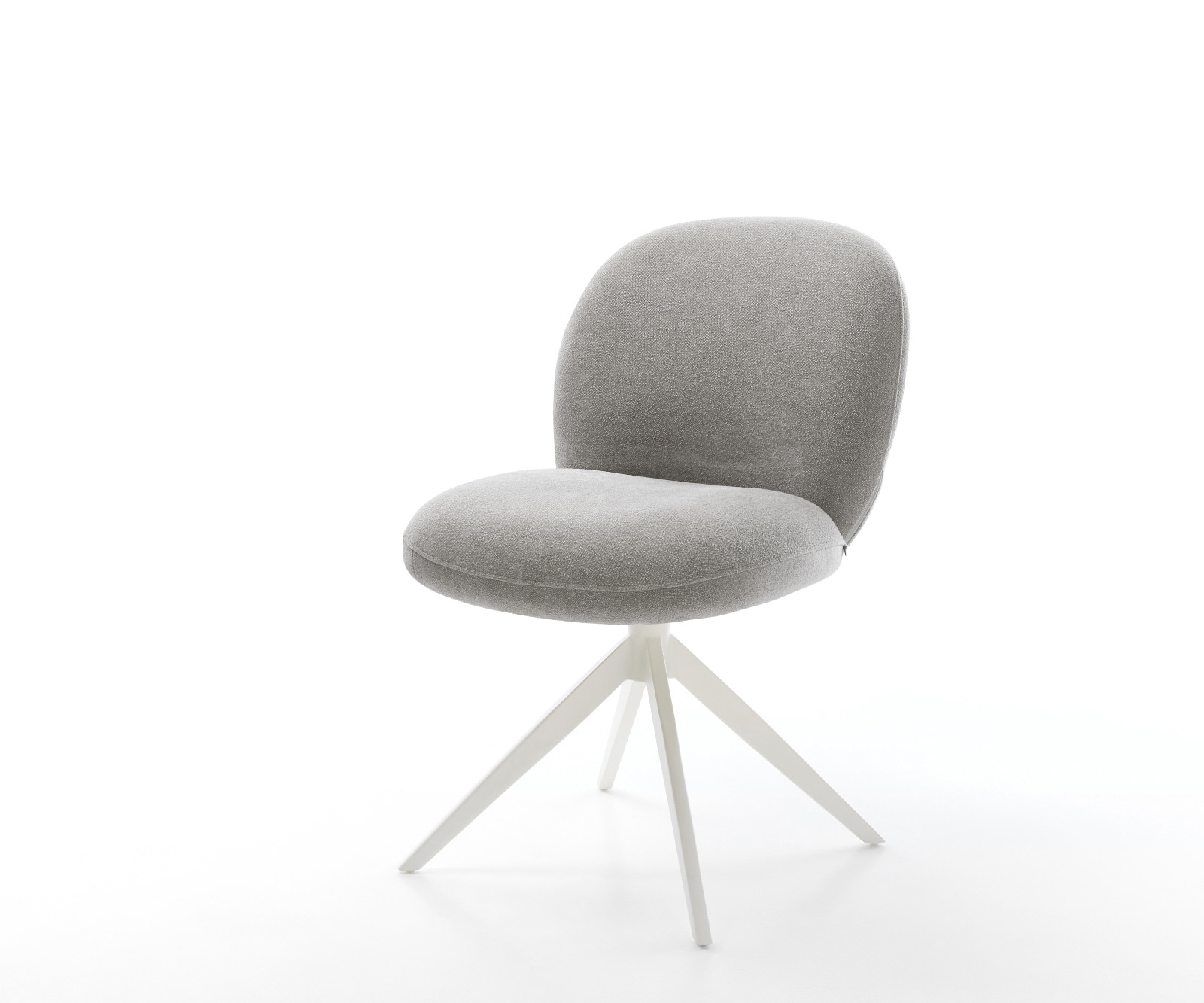 DELIFE Drehstuhl Nube-Flex Strukturstoff Soft Grau Kreuzgestell breit Weiß 360° drehbar Wippfunktion Taschenfederkern