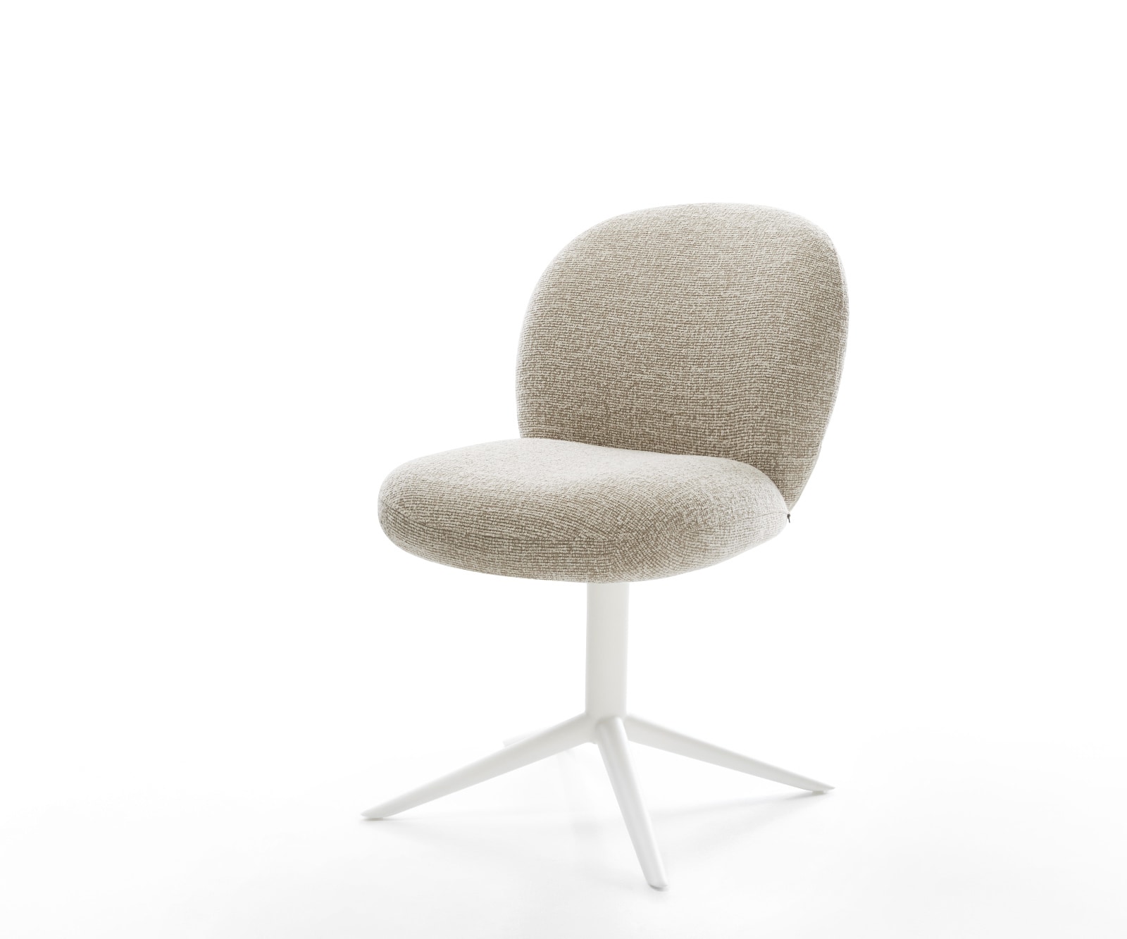 DELIFE Drehstuhl Nube-Flex Webstoff Soft Beige Fußkreuz Weiß 360° drehbar Wippfunktion Taschenfederkern