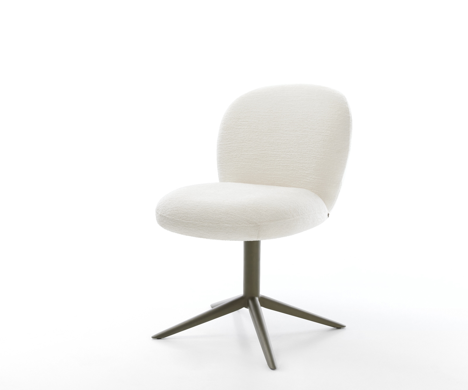 DELIFE Drehstuhl Nube-Flex Bouclé Soft Beige Fußkreuz Effektfinish Titan 360° drehbar Wippfunktion Taschenfederkern
