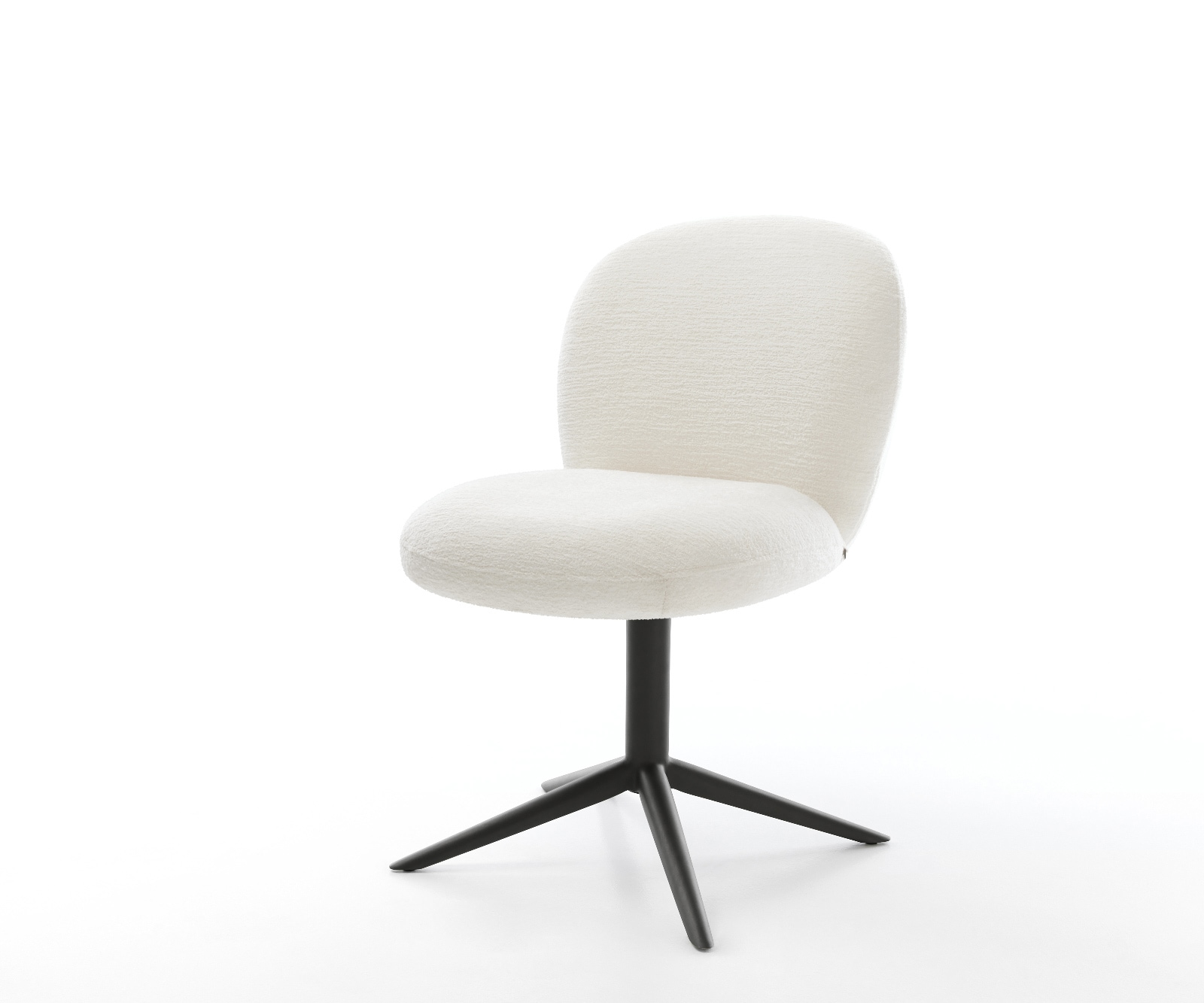 DELIFE Drehstuhl Nube-Flex Bouclé Soft Beige Fußkreuz Schwarz 360° drehbar Wippfunktion Taschenfederkern