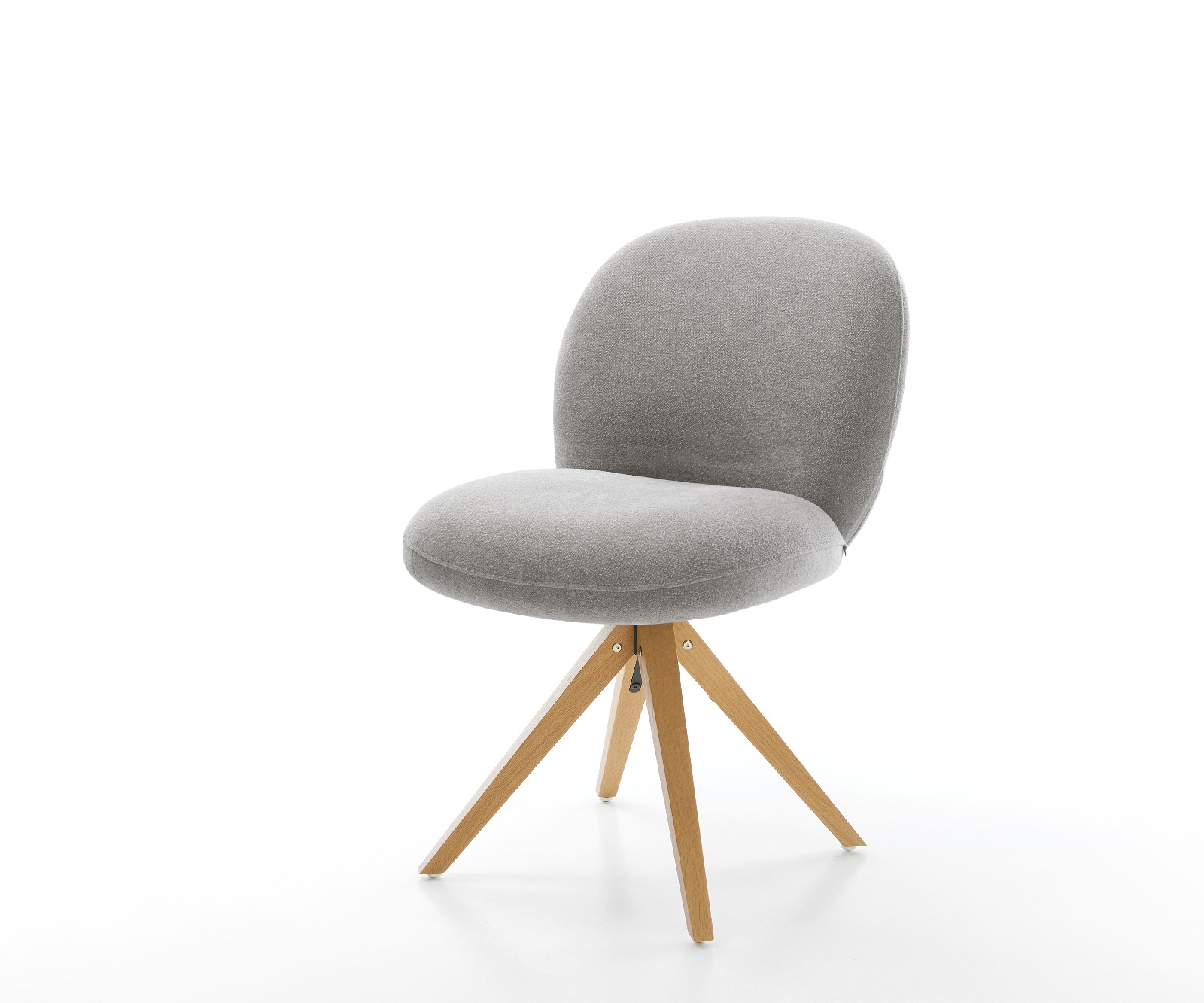 DELIFE Drehstuhl Nube-Flex Strukturstoff Soft Grau Holzgestell kantig Natur 180° drehbar Taschenfederkern