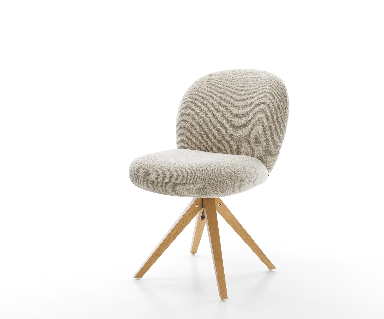 DELIFE Drehstuhl Nube-Flex Webstoff Soft Beige Holzgestell kantig Natur 180° drehbar Taschenfederkern
