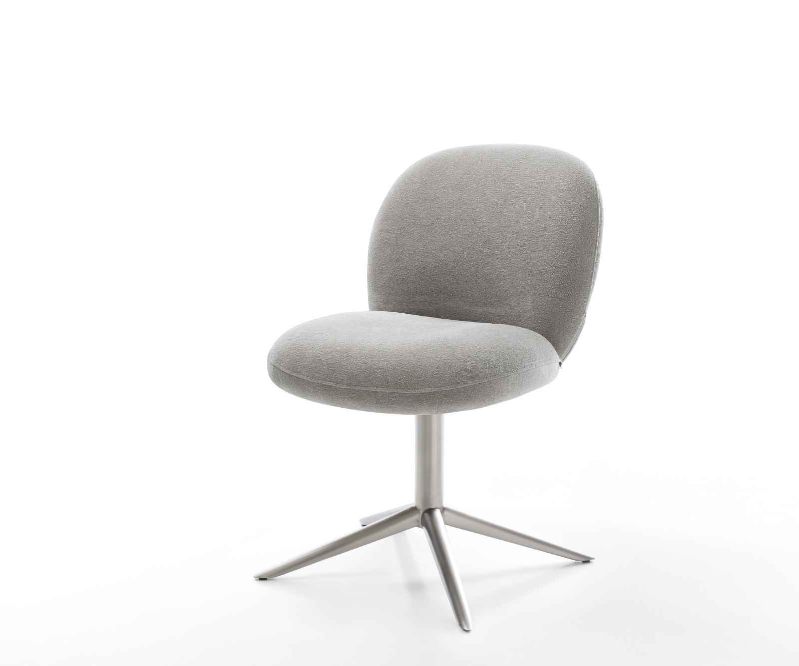 DELIFE Drehstuhl Nube-Flex Strukturstoff Soft Grau Fußkreuz Edelstahl 360° drehbar Wippfunktion Taschenfederkern