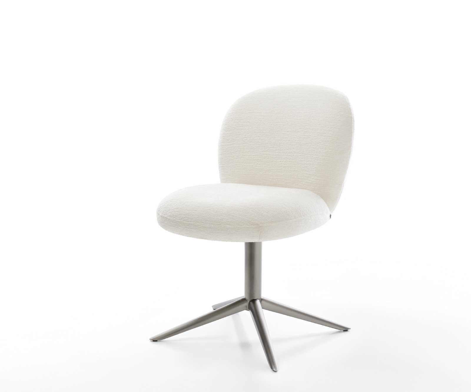 DELIFE Drehstuhl Nube-Flex Bouclé Soft Beige Fußkreuz Graphit 360° drehbar Wippfunktion Taschenfederkern