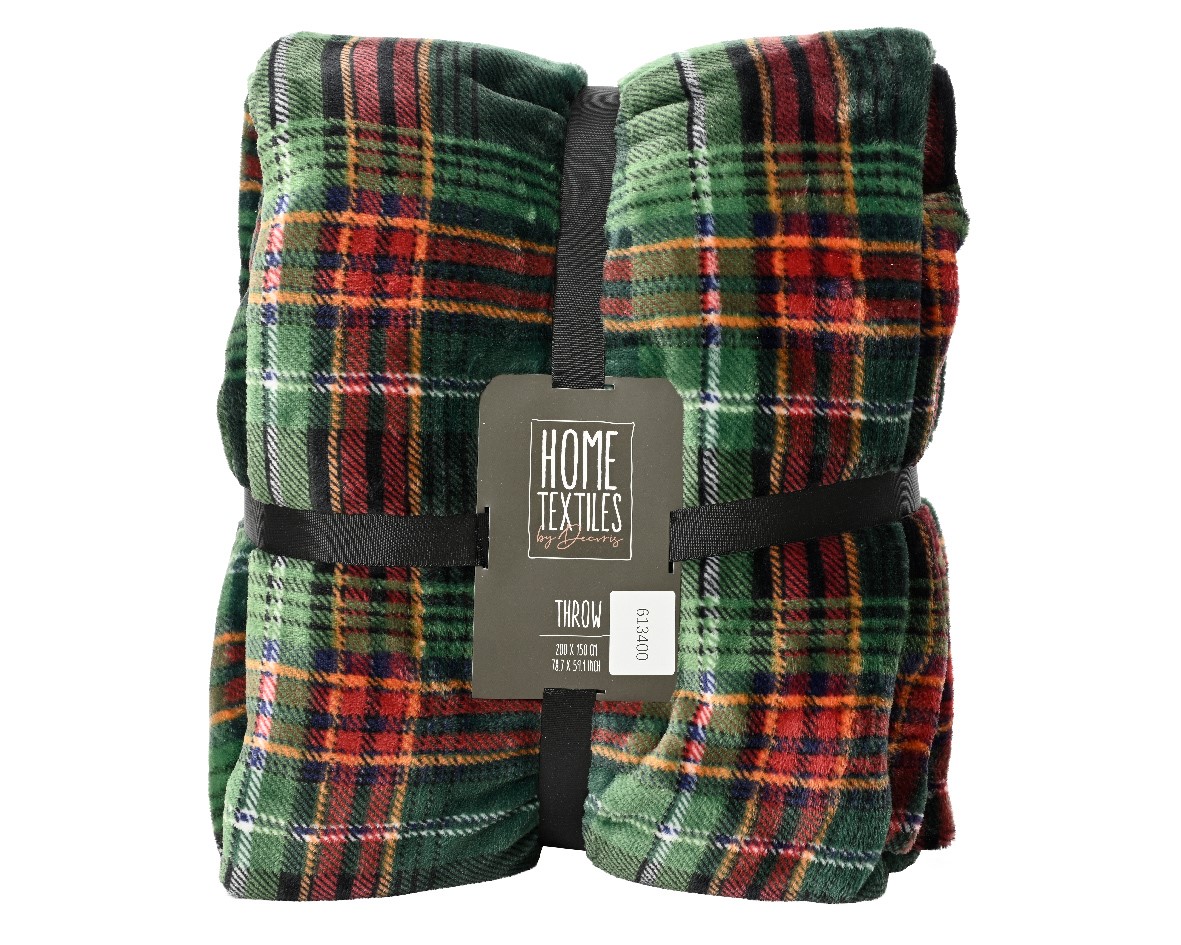 Decoris Sprei polyester l150b200h0.8 cm groen kerst - 