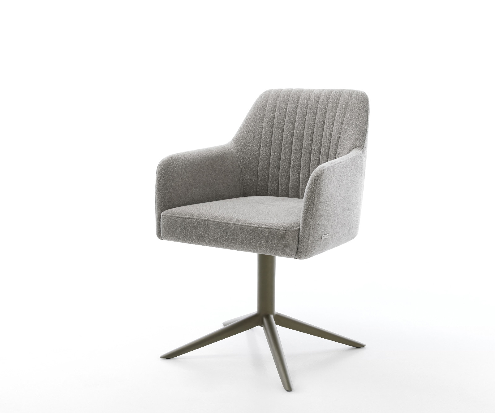 DELIFE Drehstuhl Greg-Flex Strukturstoff Soft Grau Fußkreuz Effektfinish Titan 360° drehbar Wippfunktion Taschenfederkern