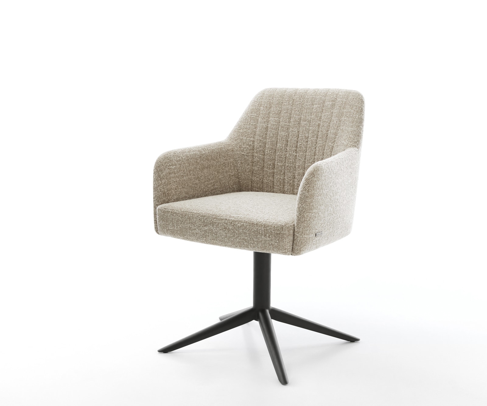 DELIFE Drehstuhl Greg-Flex Webstoff Soft Beige Fußkreuz Schwarz 360° drehbar Wippfunktion Taschenfederkern
