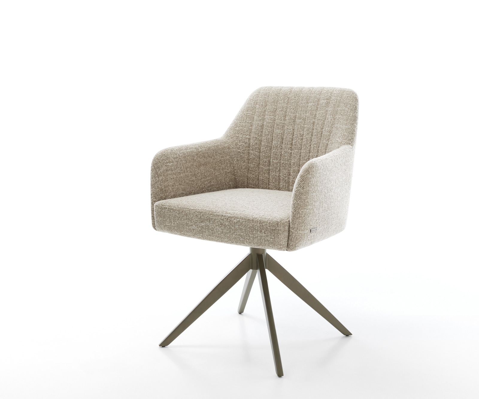 DELIFE Drehstuhl Greg-Flex Webstoff Soft Beige Kreuzgestell breit Effektfinish Titan 360° drehbar Wippfunktion Taschenfederkern