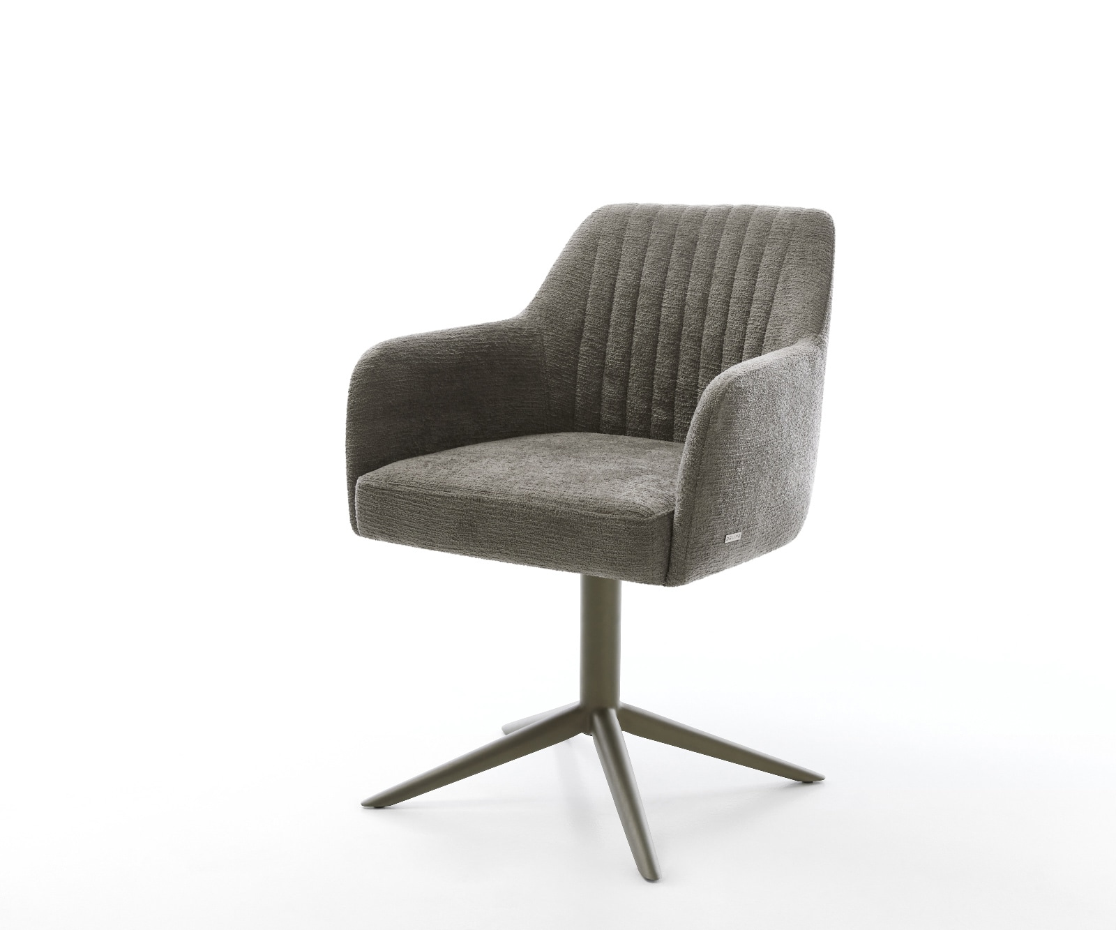 DELIFE Drehstuhl Greg-Flex Bouclé Soft Schlamm Fußkreuz Effektfinish Titan 360° drehbar Wippfunktion Taschenfederkern