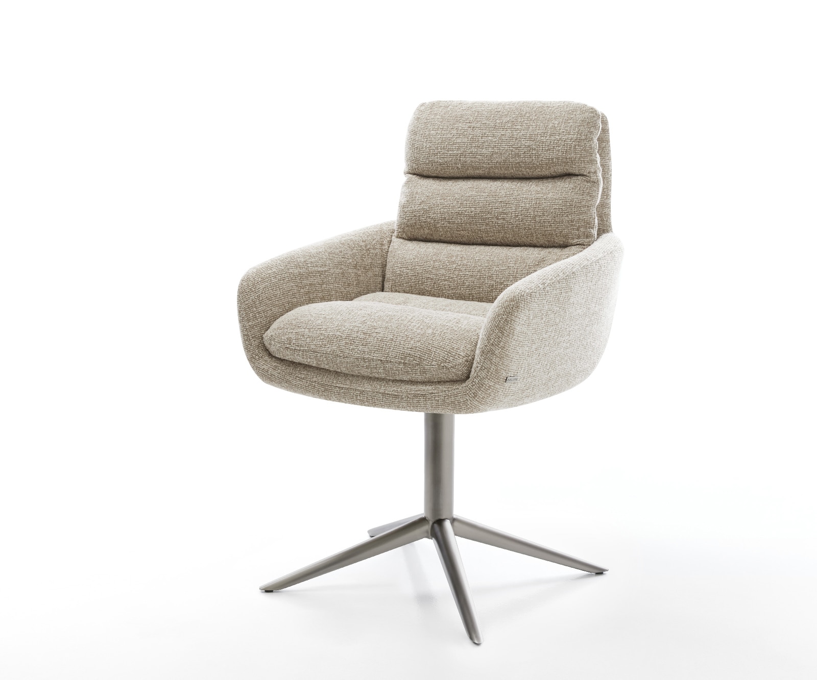 DELIFE Drehstuhl Abelia-Flex mit Armlehnen Webstoff Soft Beige Fußkreuz Graphit 360° drehbar Wippfunktion