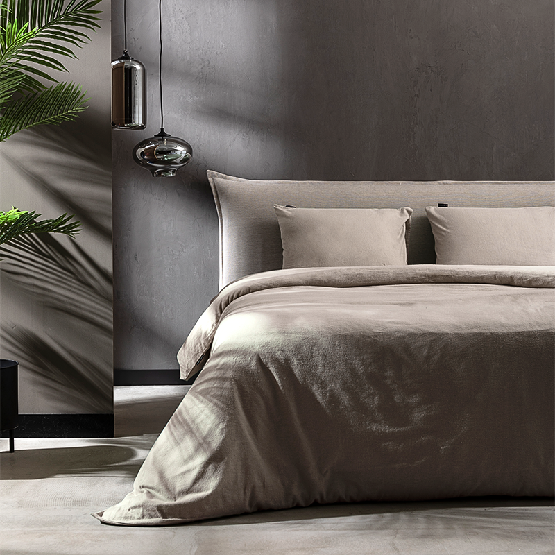 Fresh and Co Dekbedovertrek Katoen Flanel Uni Eenpersoons (140x200 Cm) Taupe Katoen Flanel Effen  - Overtrek - 140x200 Cm (Eenpersoons) - Fresh - 