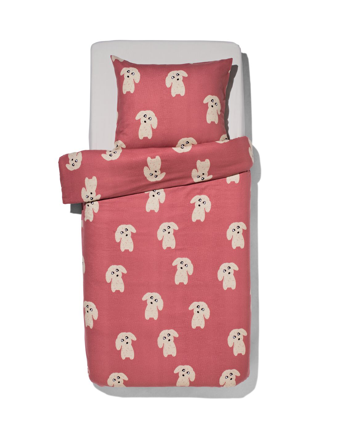 051 Kinderdekbedovertrek Flanel 140x200 Hond Rood (rood)