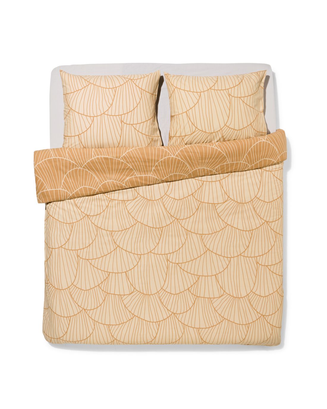 HEMA Dekbedovertrek 200x200/220cm Zacht Katoen Schelpen Zand (beige)