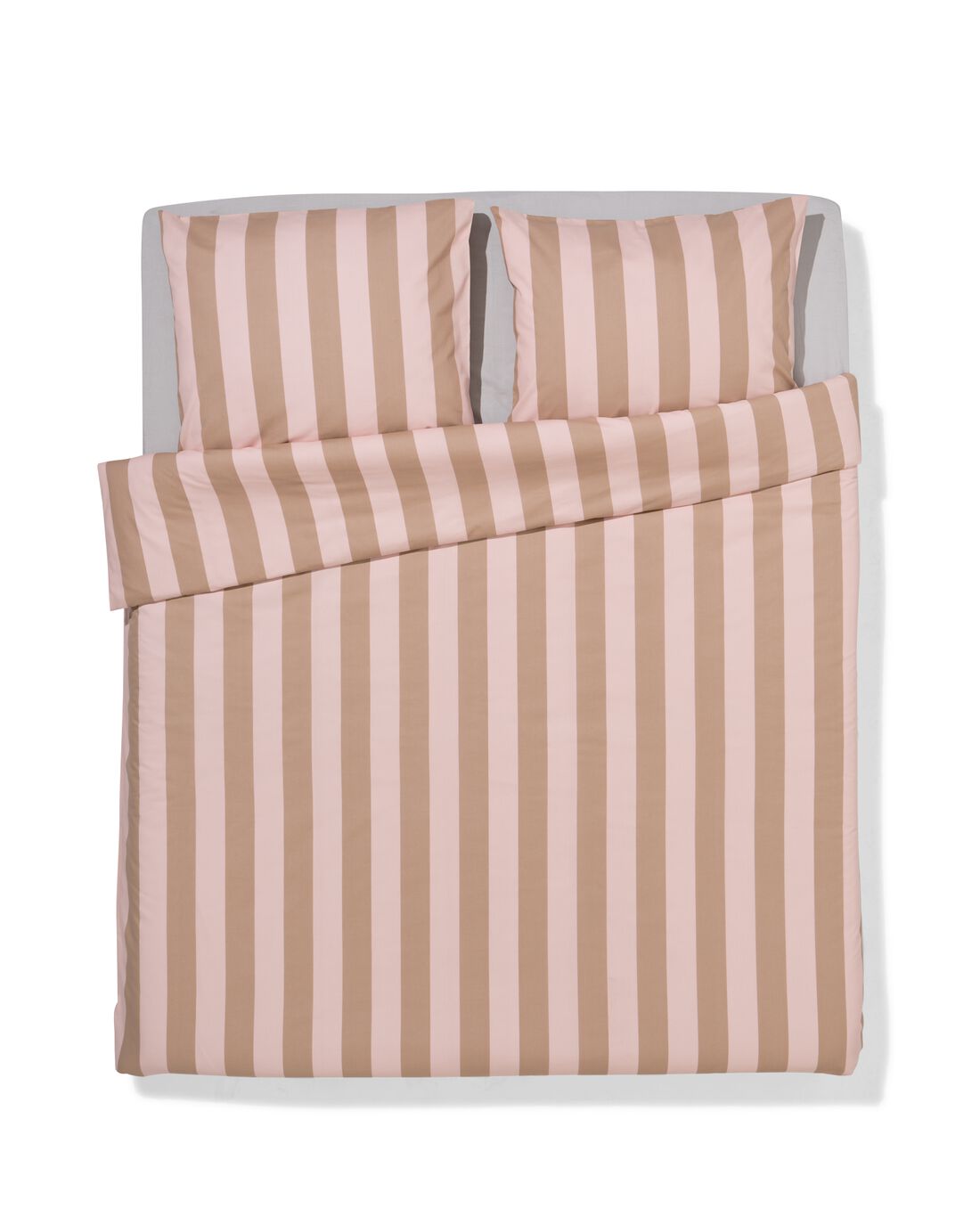 HEMA Dekbedovertrek 240x220cm Zacht Katoen Strepen Roze (lichtroze)