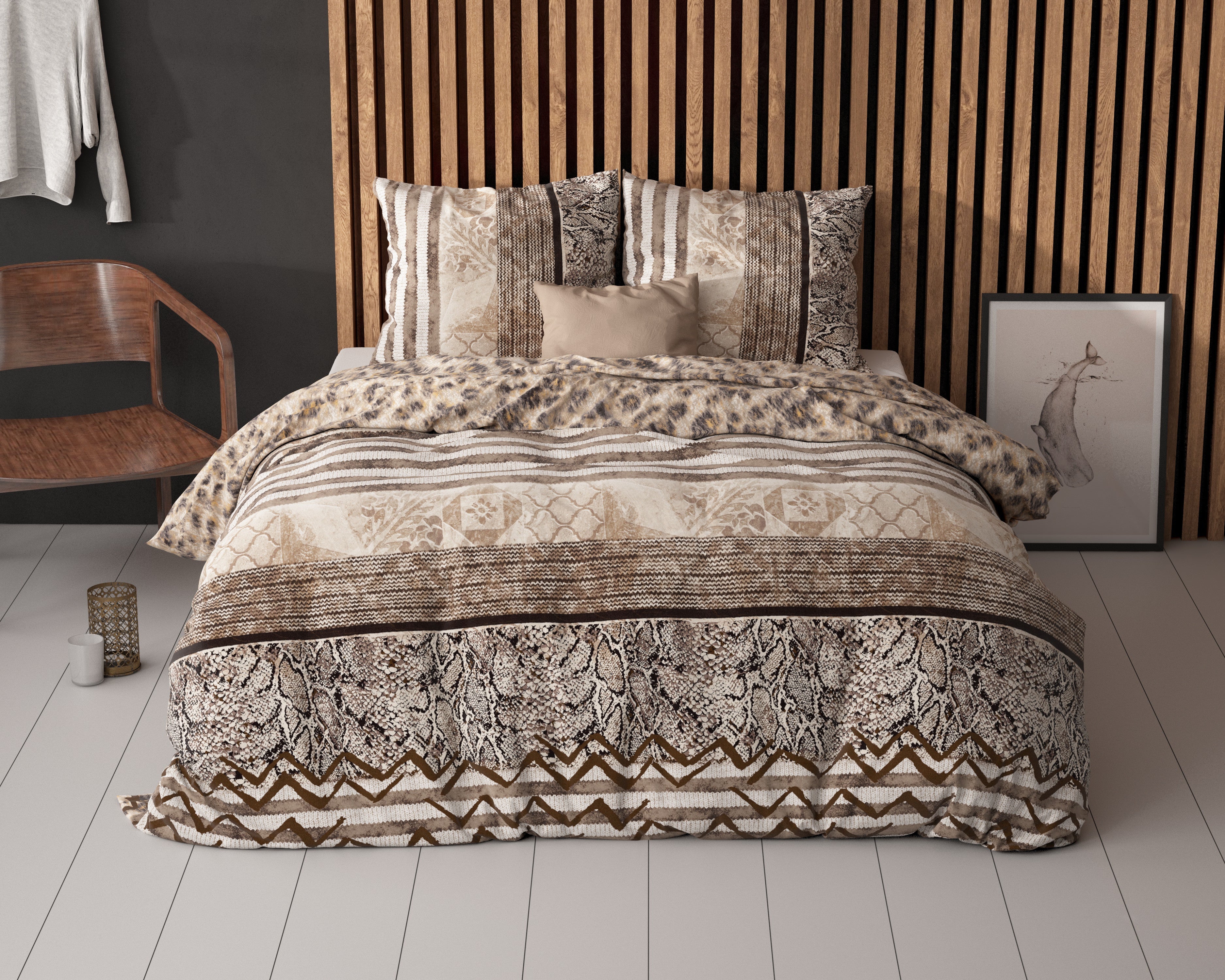 RoyalTextile - Cozy Panther Dekbedovertrek Katoen - Bruin - 240 x 220