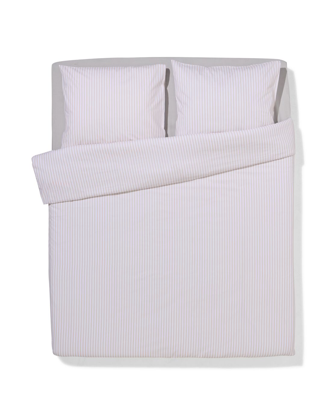 HEMA Dekbedovertrek 200x200/220cm zacht katoen streep greige (beige)