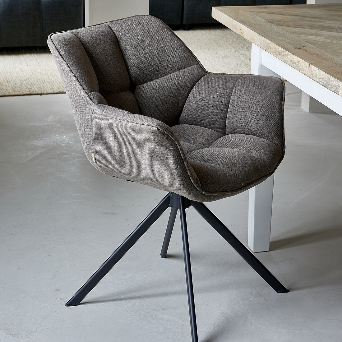 Rivièra Maison Draaibare Eetkamerstoel Carnaby - Dark Taupe