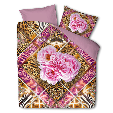 Fresh and Co Dekbedovertrek Flower Fantasy Tweepersoons (200x200 Cm) Roze & Meerkleurig Polyesterkatoen Bloemen  - Overtrek - 200x200 Cm - 