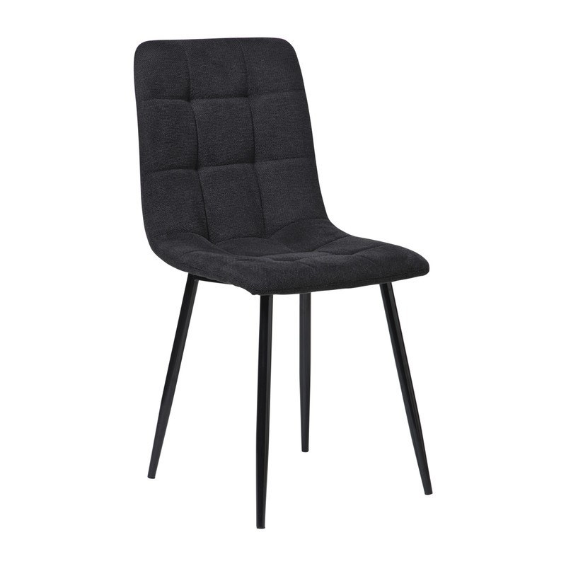 Xenos Eetkamerstoel chenille - zwart - 90x53.5x44.5 cm