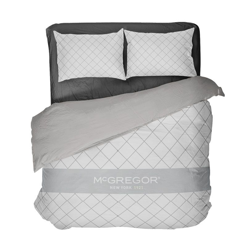McGregor Dekbedovertrek  Katoen Times Square Eenpersoons (140x200 Cm) Taupe Katoen Strepen  - Overtrek - 140x200 Cm (Eenpersoons) - - 