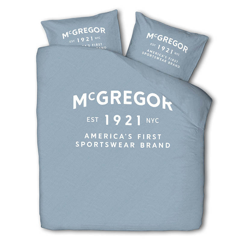 McGregor Dekbedovertrek  Katoen Boston Lichtblauw Eenpersoons (140x200 Cm) Blauw Katoen Tekst  - Overtrek - 140x200 Cm (Eenpersoons) - - 