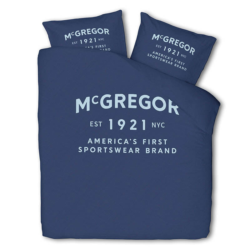 McGregor Dekbedovertrek  Katoen Boston Blauw Eenpersoons (140x200 Cm) Blauw Katoen Tekst  - Overtrek - 140x200 Cm (Eenpersoons) - - 