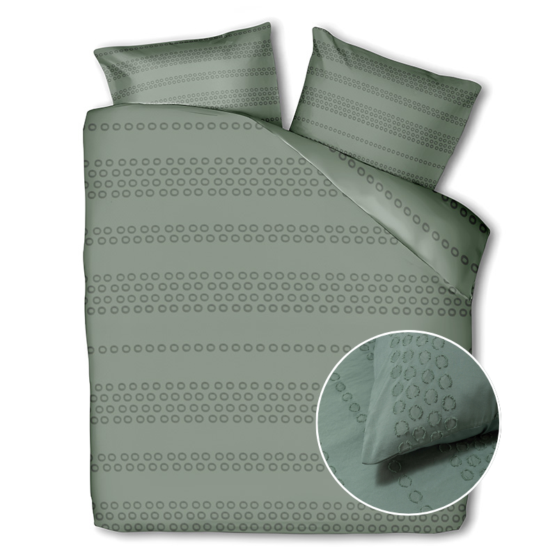 Fresh and Co Dekbedovertrek Ava Salie Eenpersoons (140x200 Cm) Groen Microvezel Patroon  - Overtrek - 140x200 Cm (Eenpersoons) -  - 