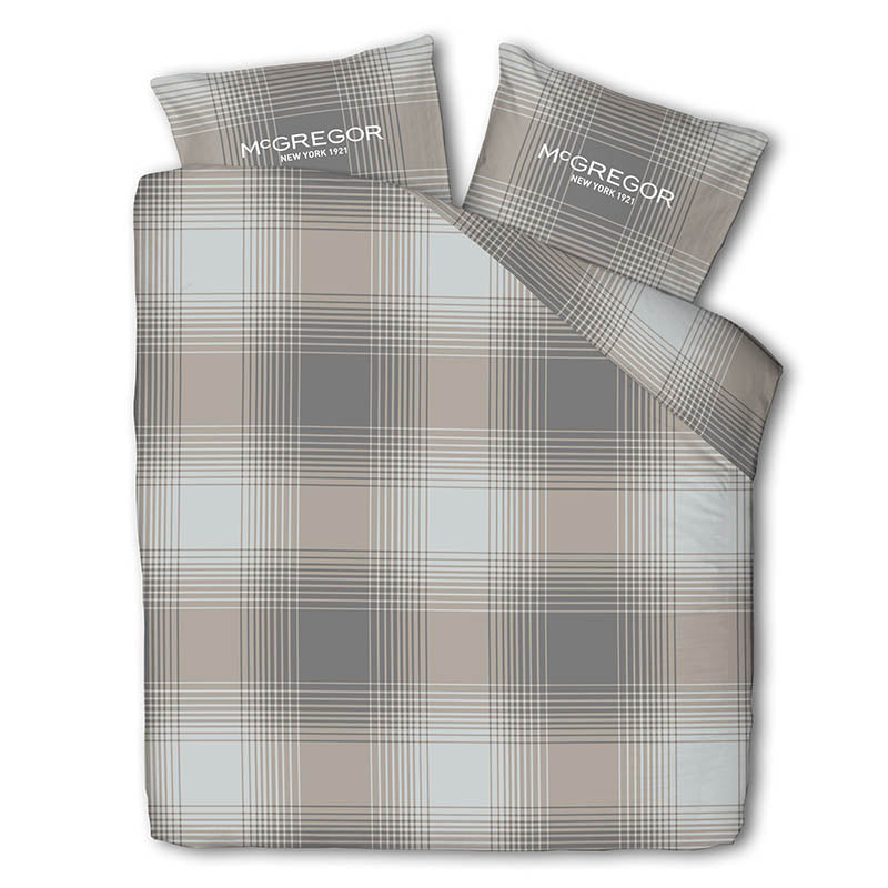 McGregor Dekbedovertrek  KatoenFlanel Taupe Tartan Eenpersoons (140x200 Cm) Taupe & Meerkleurig Flanel Ruiten  - Overtrek - 140x200 Cm - 