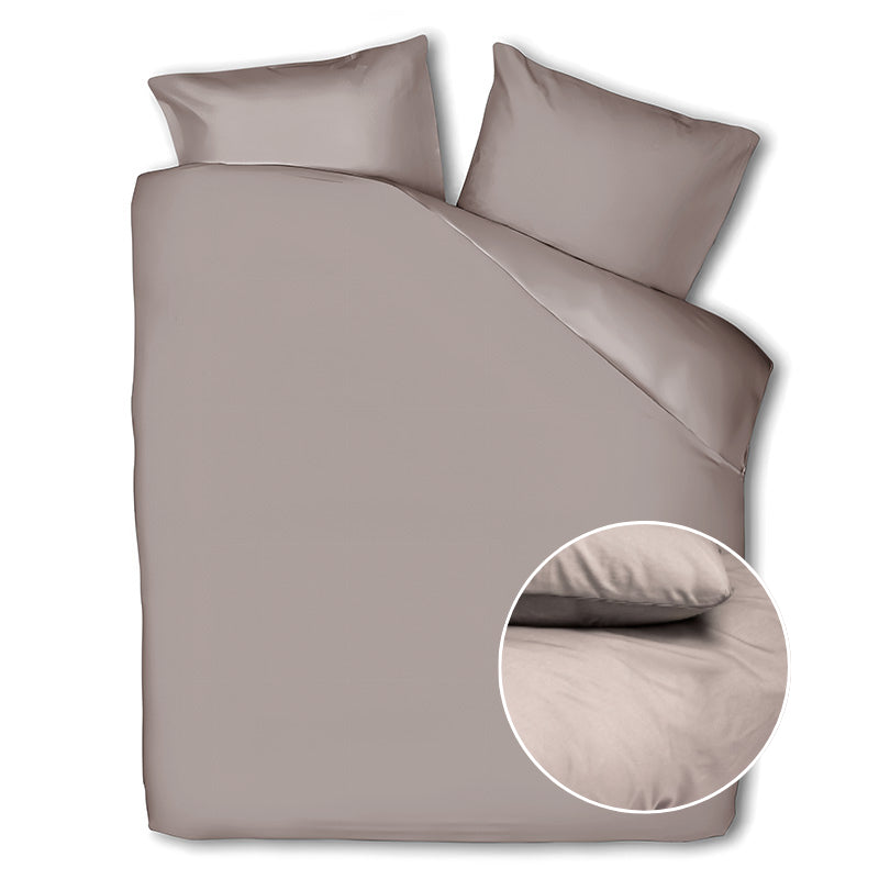 Dreamhouse Dekbedovertrek Percale Katoen Uni Tweepersoons (200x200 Cm) Taupe Percale Katoen Effen  - Overtrek - 200x200 Cm (Tweepersoons) - - 