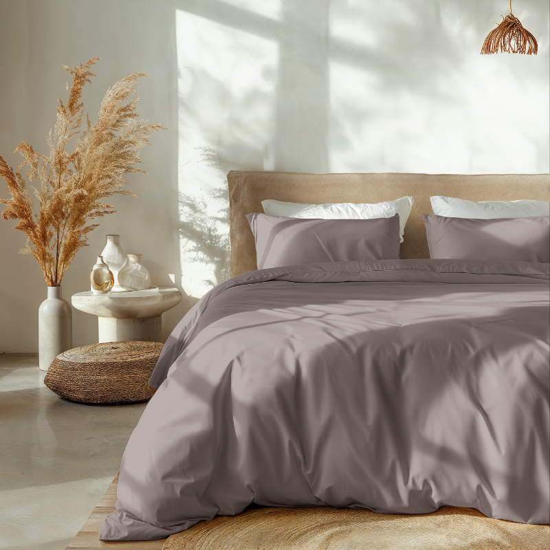 Dreamhouse Dekbedovertrek Percale Katoen Uni Taupe Tweepersoons (200x200 Cm) Taupe Percale Katoen Effen  - Overtrek - 200x200 Cm (Tweepersoons) - - 