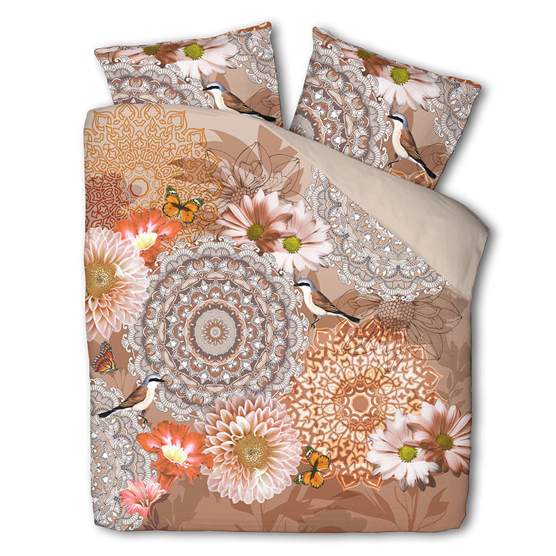 Cloud Nine Dekbedovertrek Katoen Mandala Flower Tweepersoons (200x200 Cm) Meerkleurig Katoen Patroon & Bloemen  - Overtrek - 200x200 Cm - 