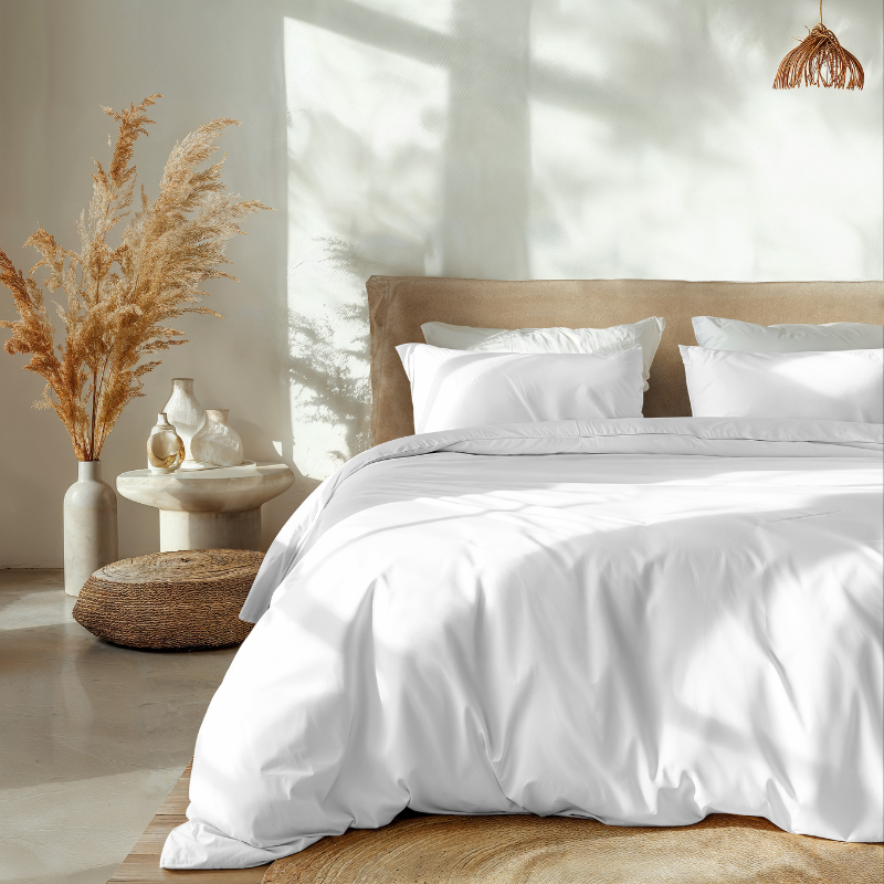 Dreamhouse Dekbedovertrek Percale Katoen Uni Wit LitsJumeaux (240x220 Cm) Wit Percale Katoen Effen  - Overtrek - 240x220 Cm (Lits-Jumeaux) - - 