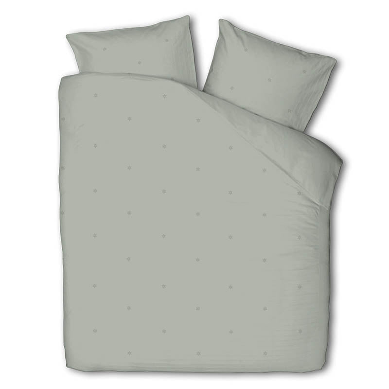 Fresh and Co Dekbedovertrek Katoen Geborduurd Flower Jade Eenpersoons (140x200 Cm) Groen Katoen Patroon  - Overtrek - 140x200 Cm (Eenpersoons) - - 