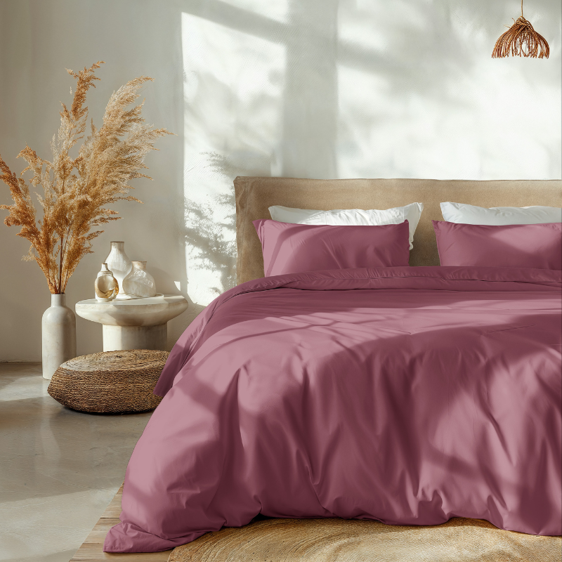Dreamhouse Dekbedovertrek Percale Katoen Uni Oud Roze Tweepersoons (200x200 Cm) Roze Percale Katoen Effen  - Overtrek - 200x200 Cm (Tweepersoons) - 