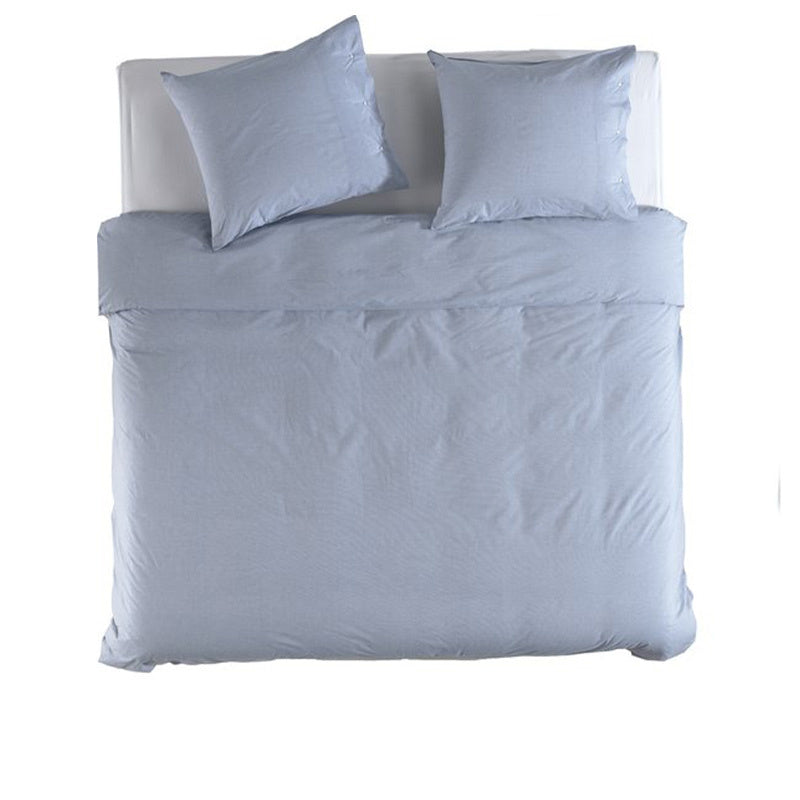 Heckett Lane Dekbedovertrek Bassano Sky Blue Eenpersoons (140x200 Cm) Blauw Percale Katoen Effen  - Overtrek - 140x200 Cm (Eenpersoons) - Heckett - 