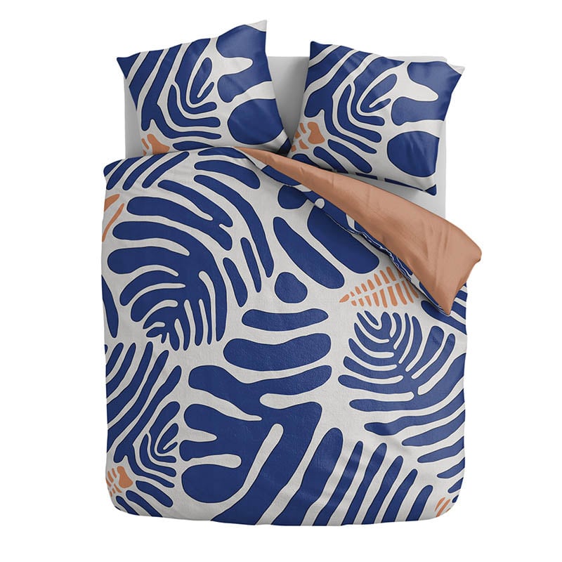 Cloud Nine Dekbedovertrek Katoen Satijn Blue Fern LitsJumeaux (240x220 Cm) Blauw Katoen Satijn Modern  - Overtrek - 240x220 Cm (Lits-Jumeaux) - - 